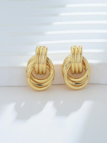 Gold Tone Multi Ring Drop Earrings